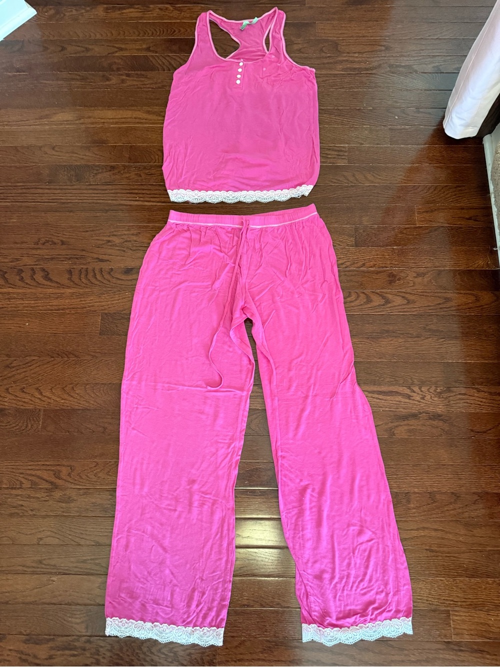 Honeydew Intimates Hot Pink Lace-Trim Tank & Lounge Pants Pajama Set